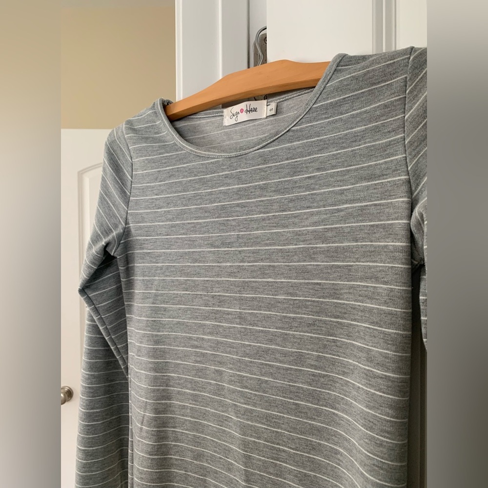 Sign Here Gray Striped Midi Dress